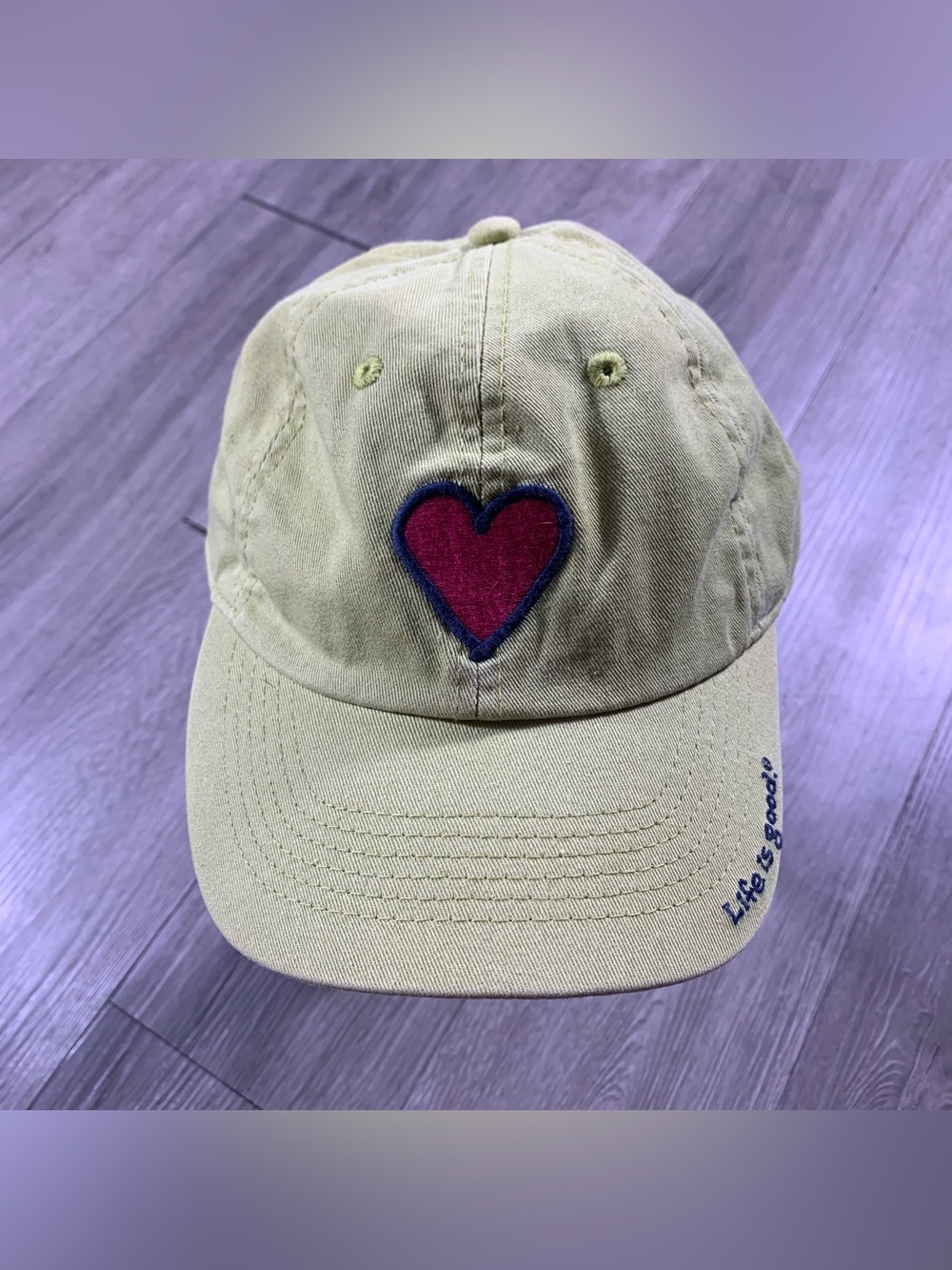 Life is GOOD Sage Green with Embroidered Heart and Spell Out